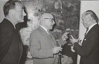 Jan van Heel, met Piet Fraterman (links) en J.A. Lotgering (Talensprijs 1964)