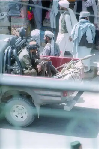 Talibanstrijders in Herat in juli 2001.