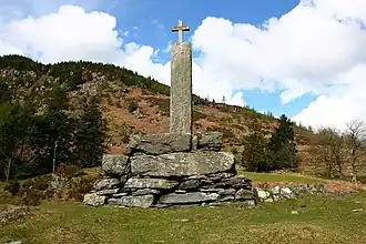 Monument voor Taliesin in Llyn Geirionydd, North Wales.