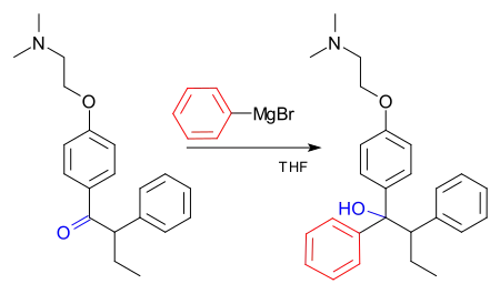 Synthese van tamoxifen met behulp van een grignard-reactie