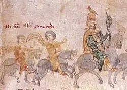 Rogier in het midden, zijn vader Tancred voorop, zijn jonjere broer Willem achteraan