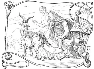 Een van de geiten kan niet opstaan, Den ældre Eddas Gudesange, Lorenz Frølich, 1895