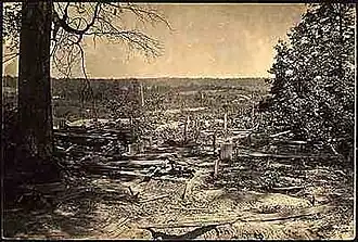 Zicht op het slagveld na het einde van de gevechten bij Collier’s Mill