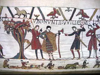 Afgezanten van Willem de Veroveraar zoeken graaf Gwijde I van Ponthieu op, Tapijt van Bayeux.