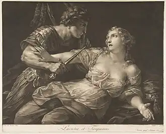 Tekening van de verkrachting door Sextus Tarquinius met Lucretia door Simone Cantarini en Johann Peter Pichler, 1792