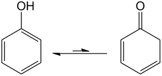 Tautomerisatie tussen fenol en cyclohexadienon