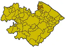 Locatie van Tavullia in Pesaro-Urbino (PU)