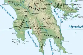 Kaart van Taigetos