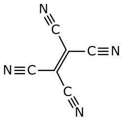Structuurformule van tetracyano-etheen