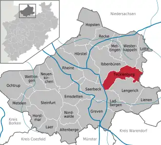 Kaart van Tecklenburg (stad)