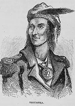 Tecumseh, houtsnede (1868) door Benson John Lossing