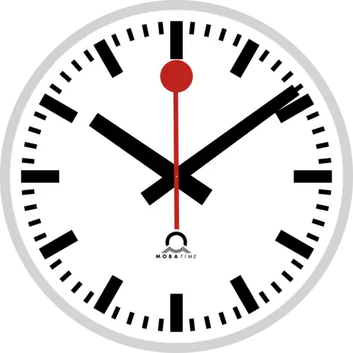 De originele Zwitserse stationsklok naar het design van Hans Hilfiker