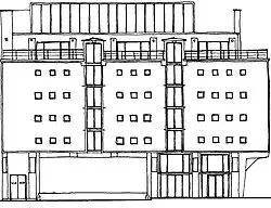 Tekening van Pakhuis de Zwijger. Bron: Stadsherstel Amsterdam.