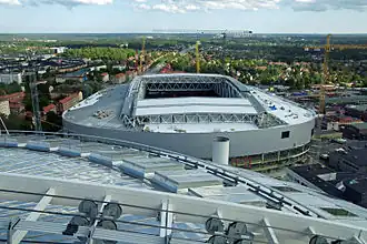 De Tele2 Arena tijdens de bouw.