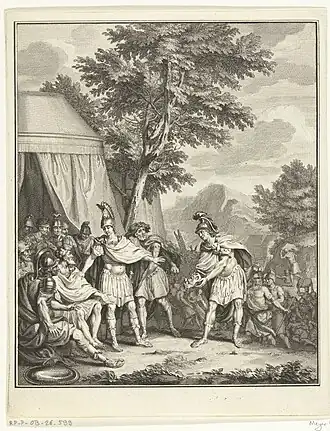 Ets "Telemachus toont het hoofd van Iphikles aan Adrastus", 1734