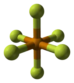 Molecuulmodel van telluurhexafluoride