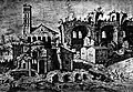 De tempel van Romulus op een tekening uit 1550