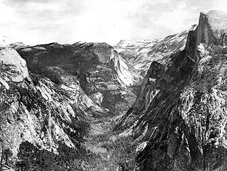 Tenaya Canyon gezien vanaf Glacier Point, gefotografeerd circa 1914.