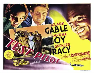 Lobbykaart voor Test Pilot met Spencer Tracy, Clark Gable en Myrna Loy