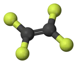 Molecuulmodel van tetrafluoretheen