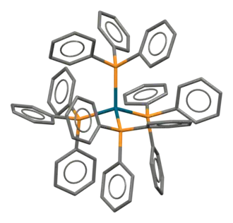 Molecuulmodel van tetrakis(trifenylfosfine)palladium(0)