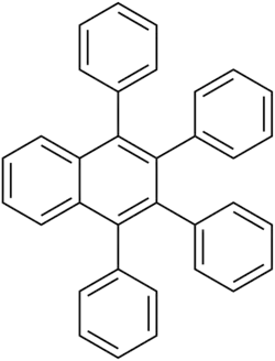 Structuurformule van 1,2,3,4-tetrafenylnaftaleen