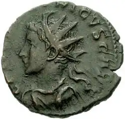 Munt met afbeelding van Tetricus II