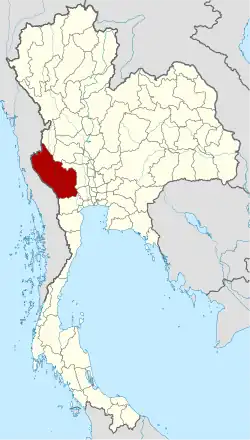Ligging van de provincie Kanchanaburi