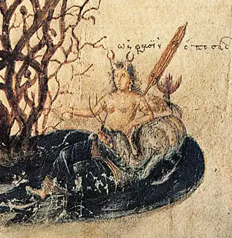 Thalassa afgebeeld in "Vienna Dioscurides" van Pedanius Dioscorides (detail).