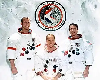 Bemanning van Apollo 15 (v.l.n.r.: Scott, Worden, Irwin)