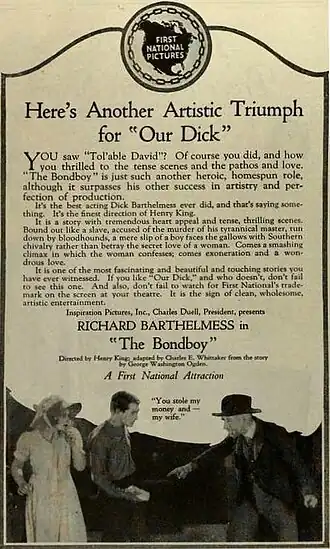 Advertentie voor The Bond Boy