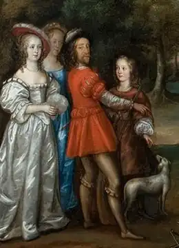 The Carlile Family with Sir Justinian Isham in Richmond Park (ca. 1650)