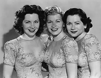 The Fontane Sisters in 1948. V.l.n.r. Geri, Marge en Bea.