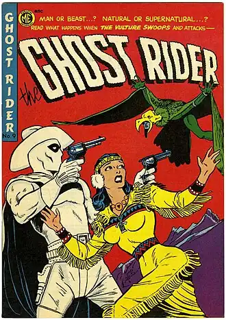 The Ghost Rider (links) in Ghost Rider #9, 1952.