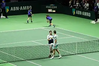 Berdych feliciteert Wawrinka na diens overwinning in de finale