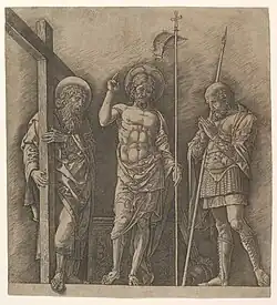 Opstanding met de heiligen Andreas en Longinus, ca. 1470-1475, 31,5 x 27,9 cm