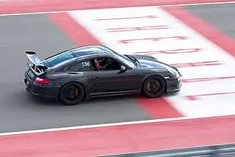 Een Porsche 997 GT3 op The Thermal Club in 2015.