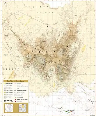 Kaart van Tibestigebergte