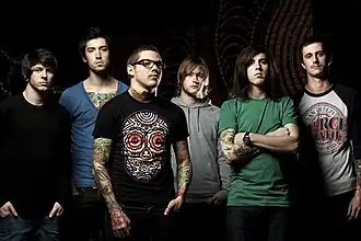 The Devil Wears Prada in 2010. Van links naar rechts: Daniel Williams, Andy Trick, Mike Hranica, James Baney, Jeremy DePoyster and Chris Rubey.