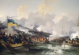 De landing van Britse troepen op Aboekir, 8 maart 1801 door Philip James de Loutherbourg