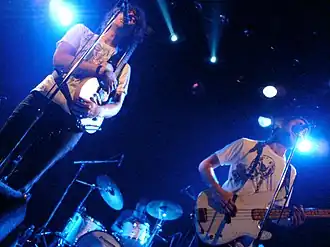 The Rapture tijdens een optreden in de Melkweg in Amsterdam.