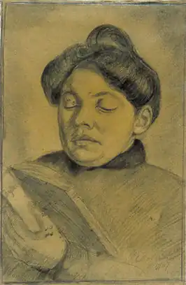 Agnita Feis, de Bijbel lezend (portret door Theo van Doesburg, 1907) Centraal Museum, Utrecht