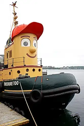 Theodore Too, een levensechte replica van Theodoor de Sleepboot uit de peuterserie, verzorgt rondvaarten in Halifax.