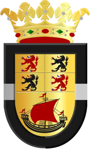 Het wapen van Tholen (in de schildzoom)