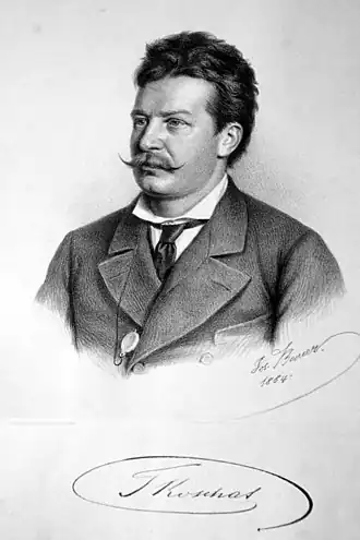 Thomas Koschat Lithografie door Josef Bauer, 1884