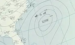 Foto of weerkaart van orkaan