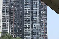 Beschadigde flat na de explosie