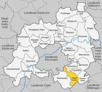 Kaart van Tiefenbronn