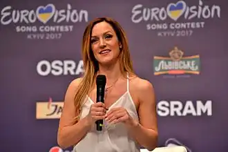 Bogićević tijdens het Eurovisiesongfestival 2017