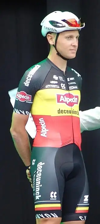 Merlier aan de start van het na-Tourcriterium te Herentals op 28 juli 2022